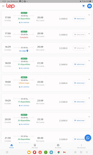 buses Lep horarios y reservas