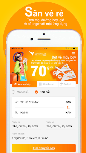 Android application Canhchimviet: Đặt vé máy bay g screenshort