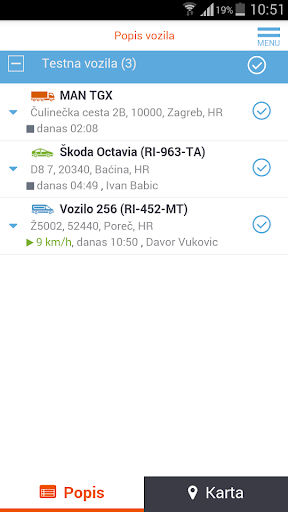 Android application GPS Nadzor screenshort
