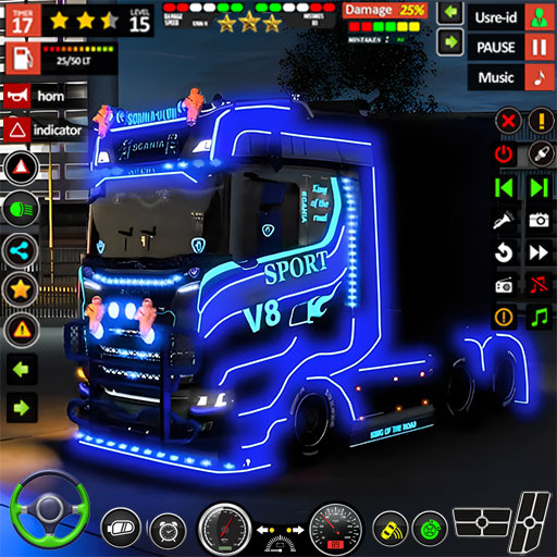 Highway Cargo Truck Driving 3D Logo