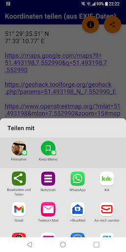 EXIF-/GPS-Koordinate teilen Screen 2