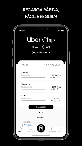 Android application Uber Chip e Surf Telecom screenshort