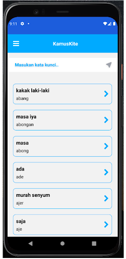 Android application kamuskite screenshort