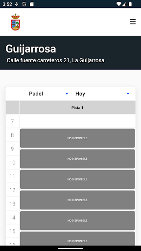 Android application Reservas La Guijarrosa screenshort