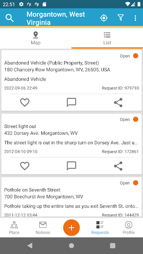 Screenshot of Morgantown 311