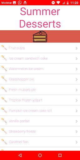 Android application Easy dessert recipes screenshort
