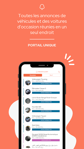 Android application SmartAlert : Voitures à vendre screenshort