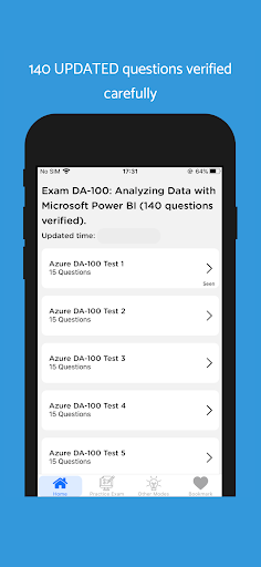 Android application Exam DA-100: Analyze Power BI screenshort