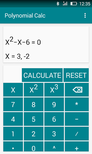 Android application Polynomial Calc screenshort