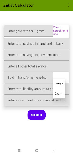 Android application Zakat Calculator screenshort