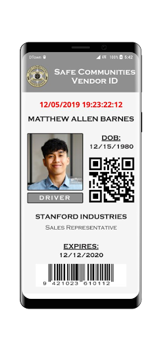 Android application Safe Communities Vendor ID® screenshort