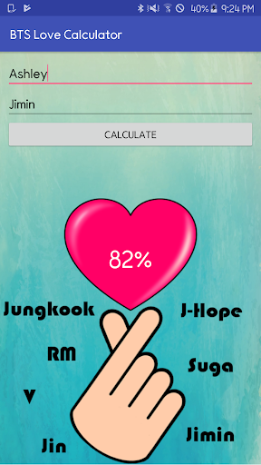 BTS Love Calculator Screen 3