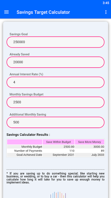 Savings Target Calculator - 4 - (Android)