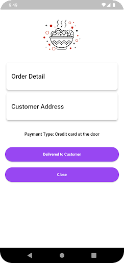C Restaurant Courier Demo Screen 2