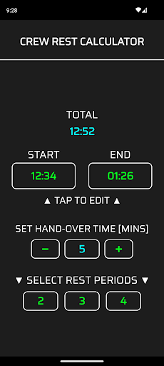 Android application Crew Rest Calculator screenshort