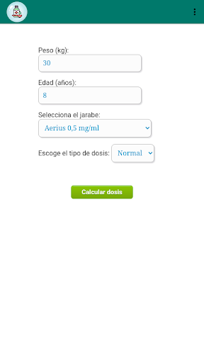 Calculadora dosis pediátrica Screen 2