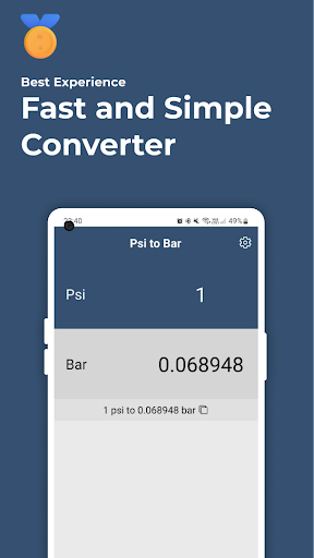 Android application Psi to Bar Converter screenshort