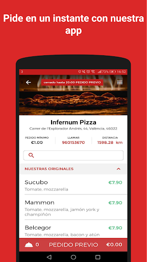 Android application Infernum Pizza screenshort