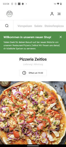 Android application Pizzeria Zeitlos screenshort