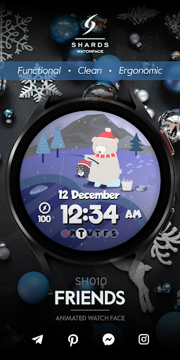 Android application SH010 Watch Face, WearOS watch screenshort