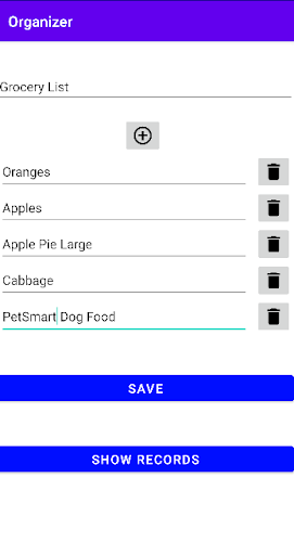 Organizer Screen 2