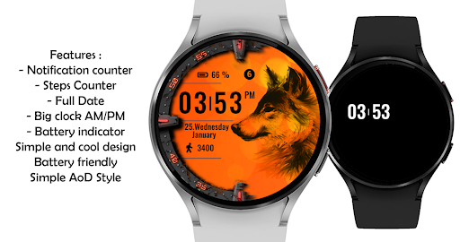 Orange Fox Watch Face Screen 2