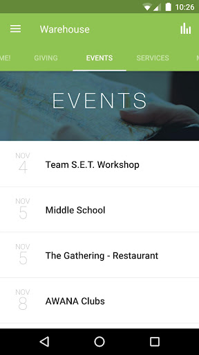 The Warehouse Church App Screen 3