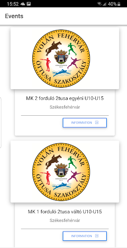 Android application MÖSZ - Információs rendszer screenshort