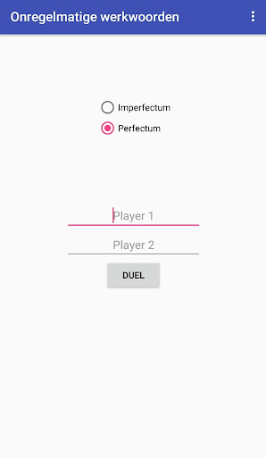 Android application Onregelmatige werkwoorden screenshort