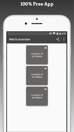 Android application Matrix Inversion Calculator screenshort