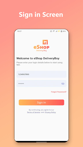Android application eShop Multivendor Delivery Boy screenshort