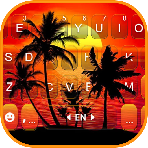 Sunset Palm Tree Keyboard Back logo