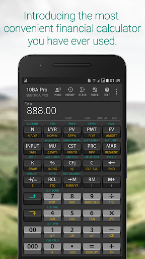 Screenshot of 10BA Pro Financial Calculator