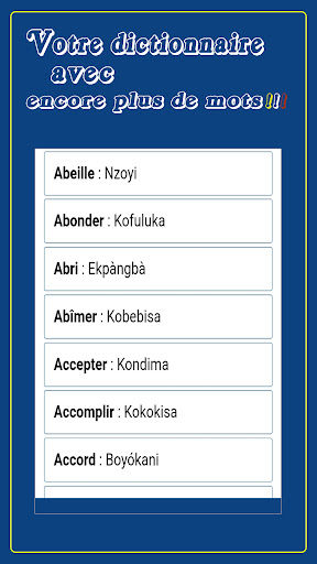 Android application français lingala onlingale screenshort