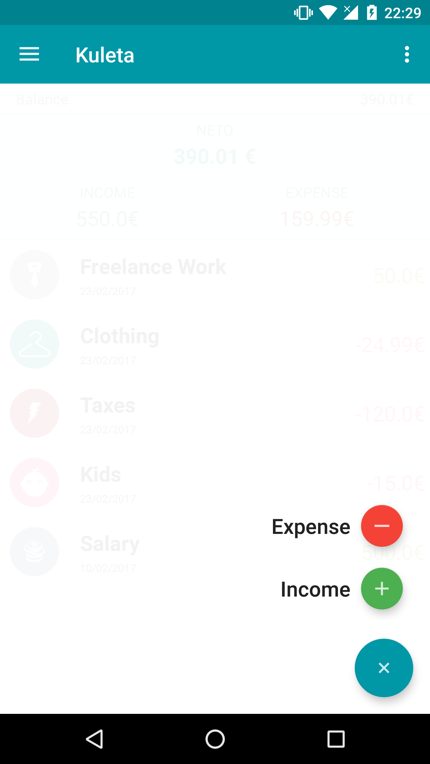 Android application Kuleta - Money Manager screenshort