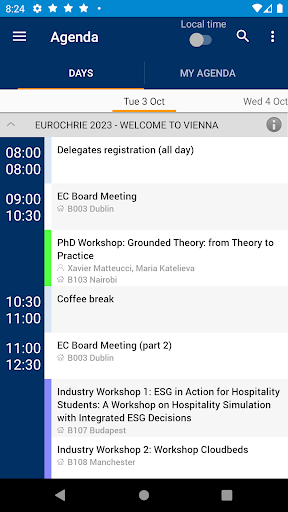Android application EuroCHRIE Vienna 2023 screenshort