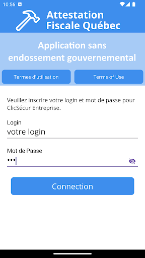 Android application Attestation Fiscale Québec screenshort