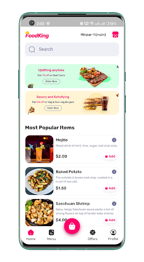 FoodKing - User App Screen 2