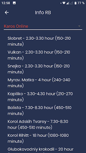 Android application RBKaros screenshort
