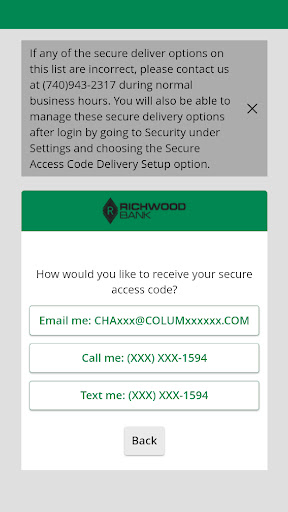 Richwood Bank Mobile Banking Screen 2
