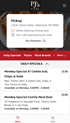 PJs Pizza Screen 2