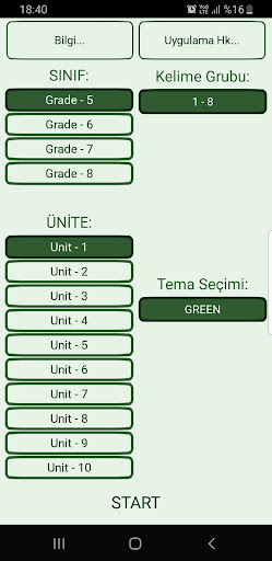 Android application WordsApp Ortaokul screenshort