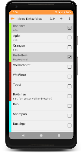 Android application Shopping Check - Einkaufsliste screenshort