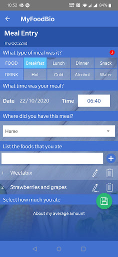 MyFoodBio: Food Diary & Stats Screen 3