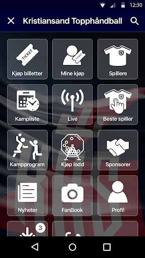 Android application Kristiansand Topp Håndball screenshort