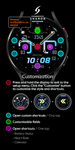 SH020 Watch Face, WearOS watch screenshot 5