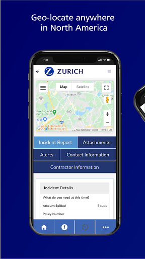 Android application Zurich Spill Reporting screenshort