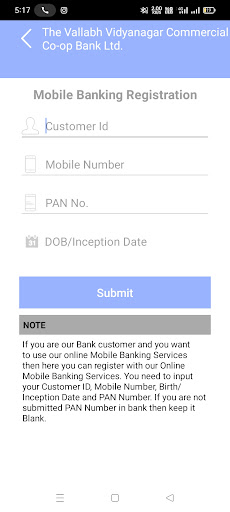 The VVCC Mobile Banking Screen 3