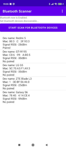 Bluetooth Scanner Screen 2