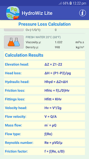 HydroWiz Pipe Flow Hydraulics Screen 2